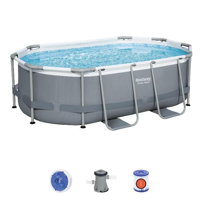 Каркасный бассейн Power Steel 305х200х84см, 3668л, фил.-насос 1249л/ч, попл.-дозатор, Bestway, 5614A BW