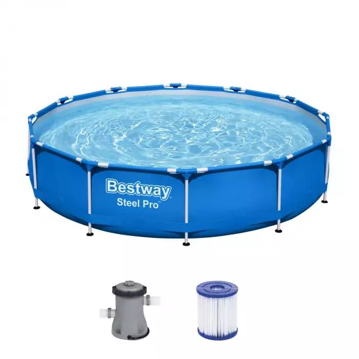 Каркасный бассейн Steel Pro 366х76см, 6473л, фил.-насос 1249л/ч, Bestway, 56681 BW