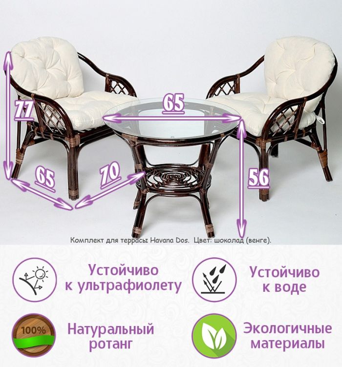 Комплект для террасы Гавана-Дос (цвет: шоколад)
