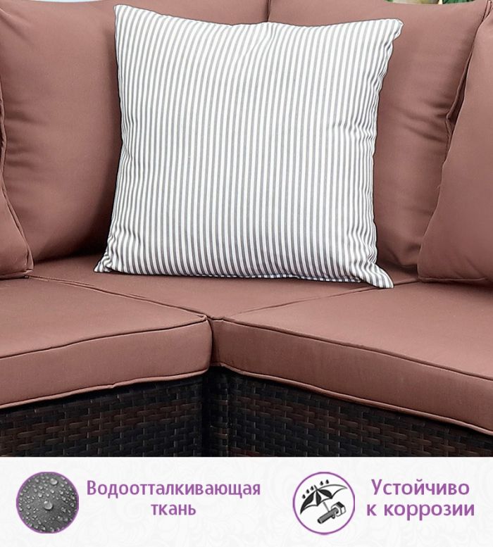 Комплект мебели из искусственного ротанга Лаунж-7 (цвет: шоколад) с коричневыми подушками