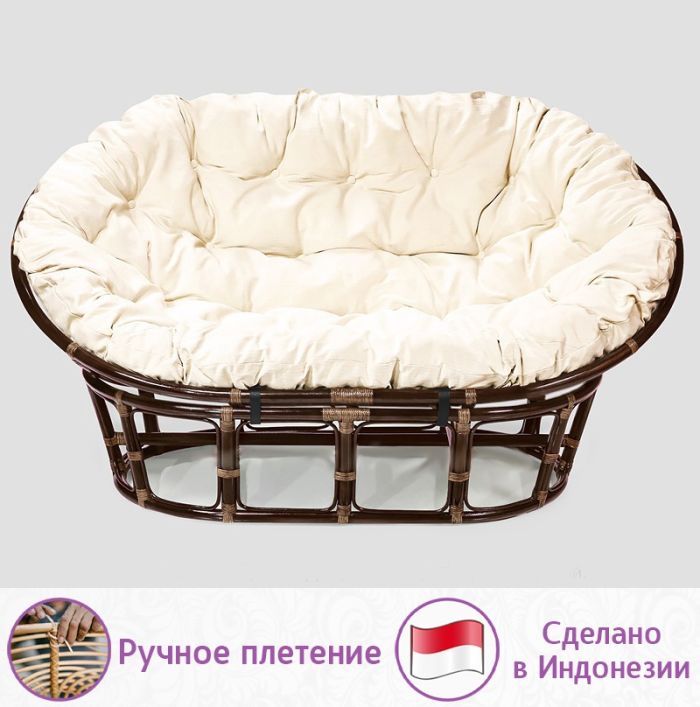 Плетеный диван 2-х-местный из натурального ротанга МАМАСАН (цвет: шоколад)