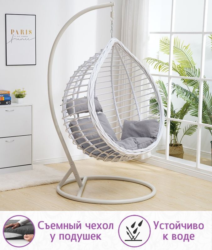 Подвесное кресло качели плетёное Глория 95 х 110 (цвет: белый)