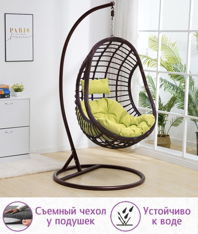 Подвесное кресло качели плетёное Лунар 88 х 115 (цвет: шоколад)