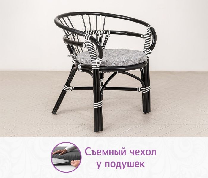 Обеденная группа из натурального ротанга Вирджиния-4 массив (цвет: чёрный эбонит)