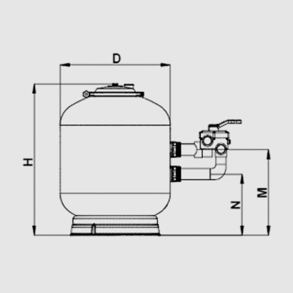 Фильтр песчаный OEM-P SALZBURG, d=700 мм, с 6-поз. клапаном Praher 2" и манометром
