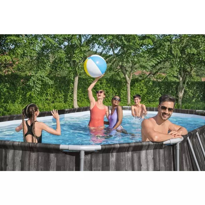 Каркасный бассейн Power Steel 610х366х122см, 20241л, фил.-насос 5678л/ч, лестница, тент, Bestway, 5611R BW