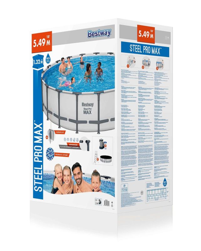 Каркасный бассейн Steel Pro Max 549x132 см, 26000 л, фил.-нас. 5678 л\ч, лестн, тент