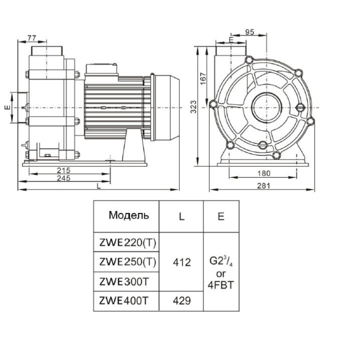 Насос AquaViva LX WTB400T/ZWE400T 80 м3/ч (5,5HP, 380В)