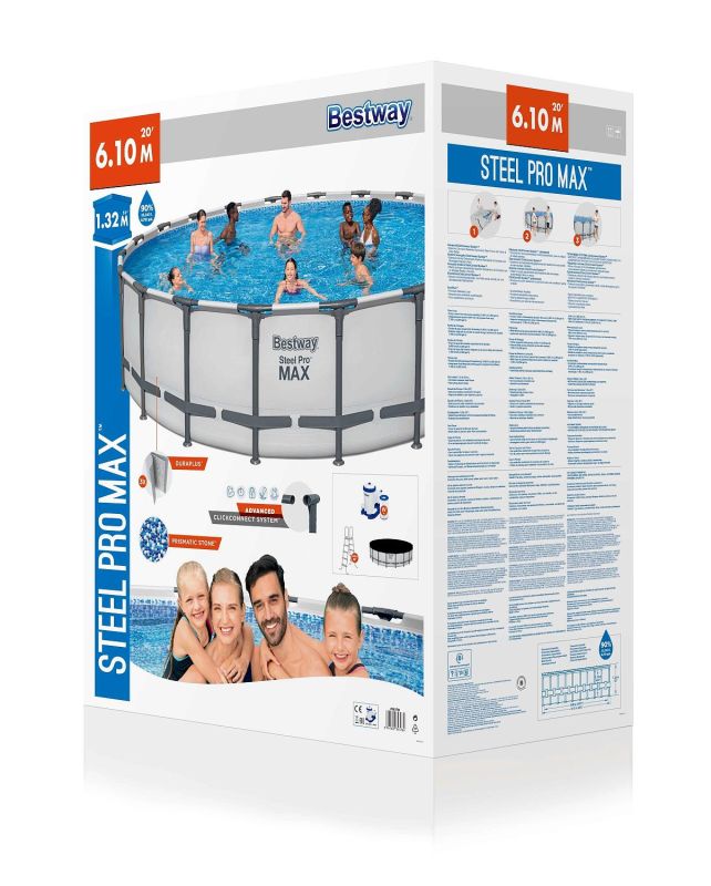 Каркасный бассейн Steel Pro Max 610x132см, 33240 л, фил.-нас. 9463 л\ч, лестн, тент