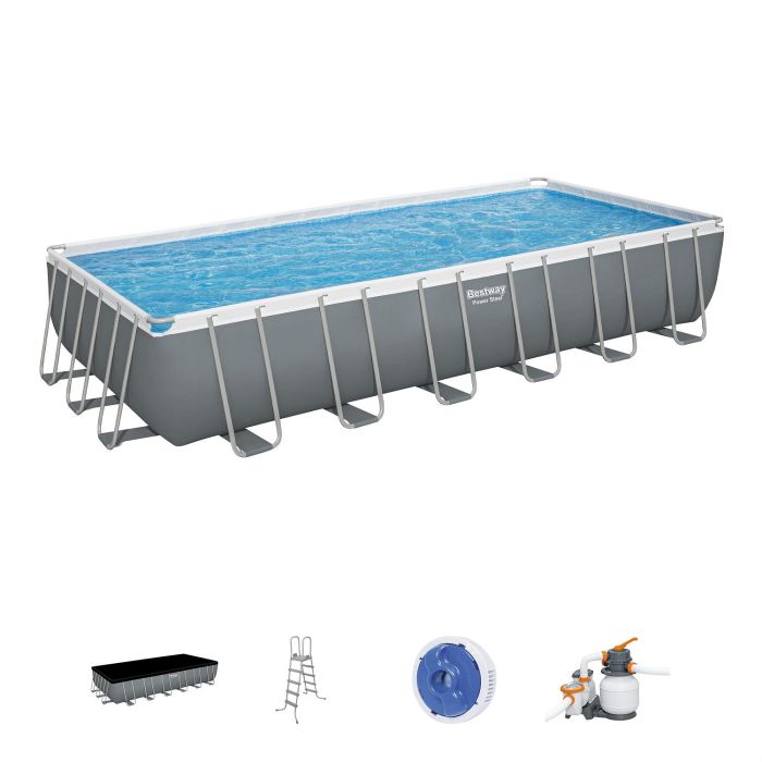 Каркасный бассейн Power Steel 732х366х132см, 30045л, песч.фил.-нас. 5678л/ч, лестн., тент, Bestway, 56475 BW