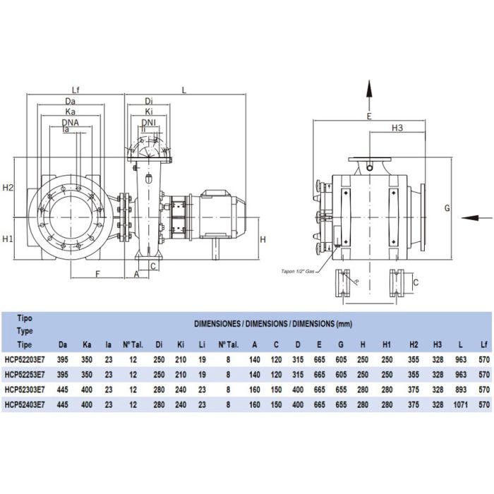 Насос Hayward HCP52403E7 (380V, пф,487m3/h*14m, 30kW,40HP) кор.чугун\крыл.бронза фланец 300\150