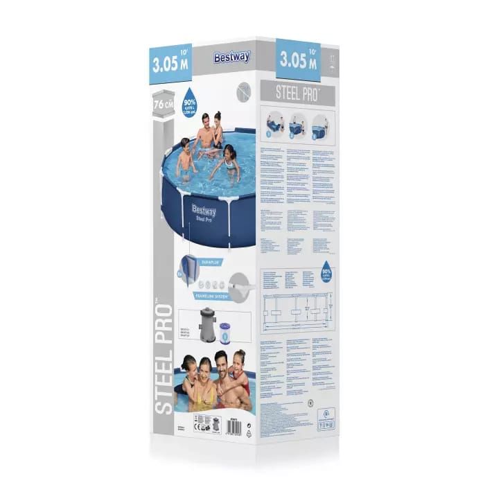 Каркасный бассейн Steel Pro 305х76см, 4678л, фил.-насос 1249л/ч, Bestway, 56679 BW