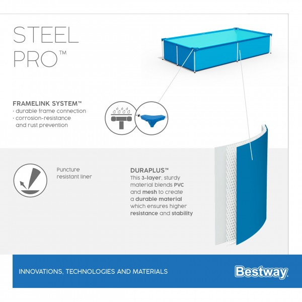 Каркасный бассейн Steel Pro 221х150х43см, 1200л, Bestway, 56401 BW