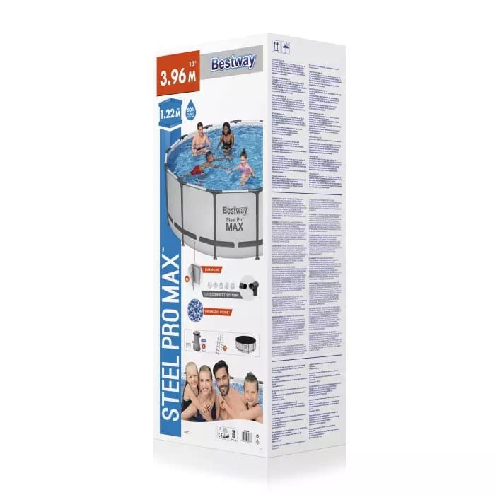 Каркасный бассейн Steel Pro Max 396х122см, 12690л, фил.-насос 3028л/ч, лестница, тент, Bestway, 5618W BW