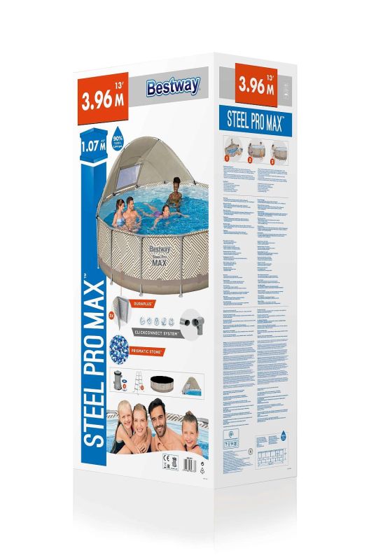 Каркасный бассейн Steel Pro Max 396x107см, 11133 л, фил.-нас. 2006 л\ч, лестн, тент, навес