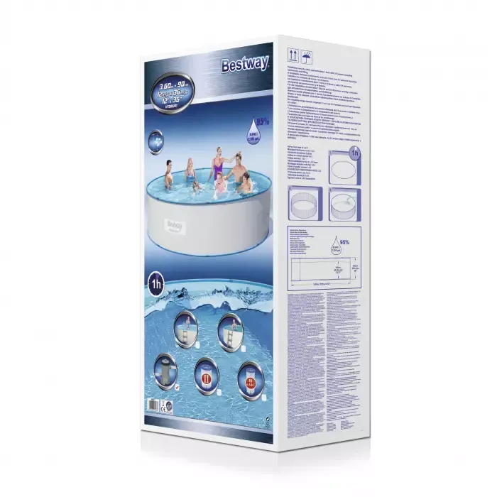 Стальной бассейн Hydrium Splasher Pool Set 360х90см, 8648л, фил.-насос 2006л/ч, лестница, Bestway, 56377 BW