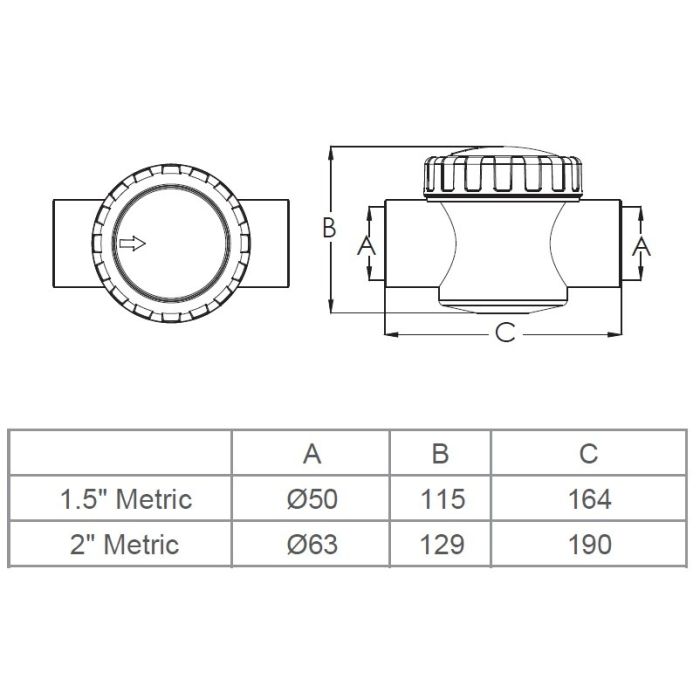 Обратный клапан Aquaviva V50-1 (E) 63 мм