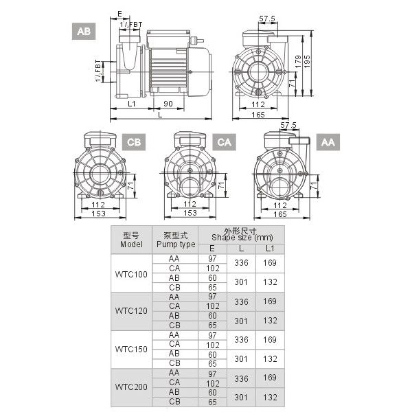 Насос AquaViva WTC120-CA 14 м3/ч (1.2HP, 220В)