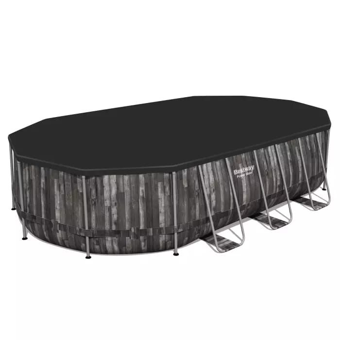 Каркасный бассейн Power Steel 610х366х122см, 20241л, фил.-насос 5678л/ч, лестница, тент, Bestway, 5611R BW