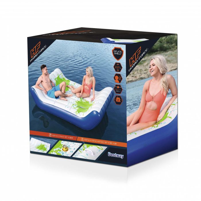 Надувной матрас-шезлонг 221х174см "Chill Splash" для двоих, с ручками и постаканниками, до 180кг