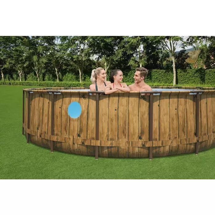 Каркасный бассейн Power Steel 549x122см "Ротанг" 23062л, фил.-нас. 5678л/ч, лестн., тент, попл.-доз., Bestway, 56977 BW