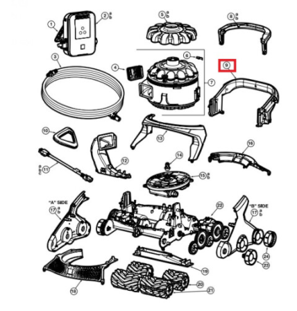 Корпус задней ручки пылесоса Hayward AquaVac 600/650 (RCX36131519237)