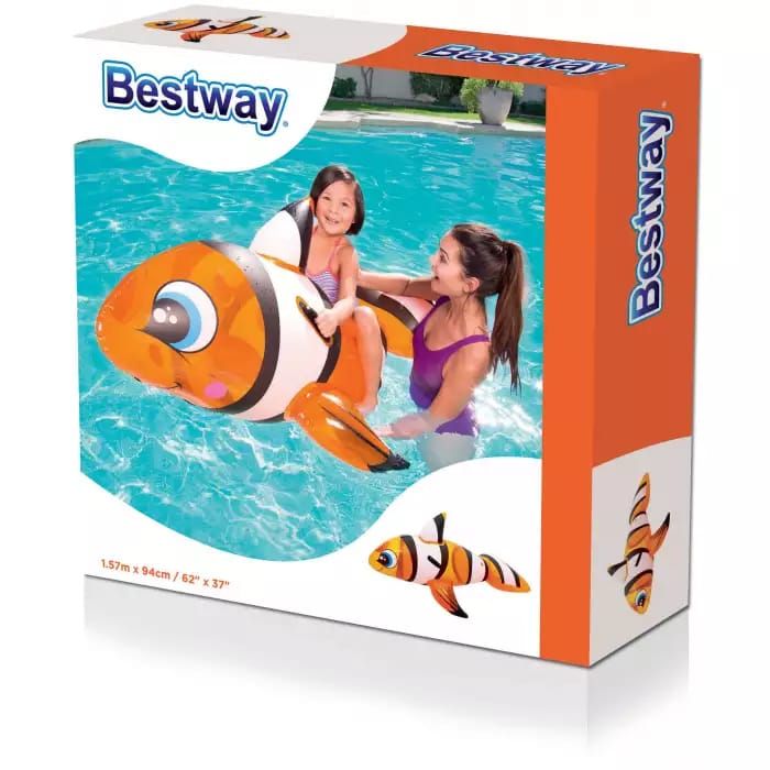 Надувная игрушка-наездник "Рыба-клоун" с ручками, 157х94см