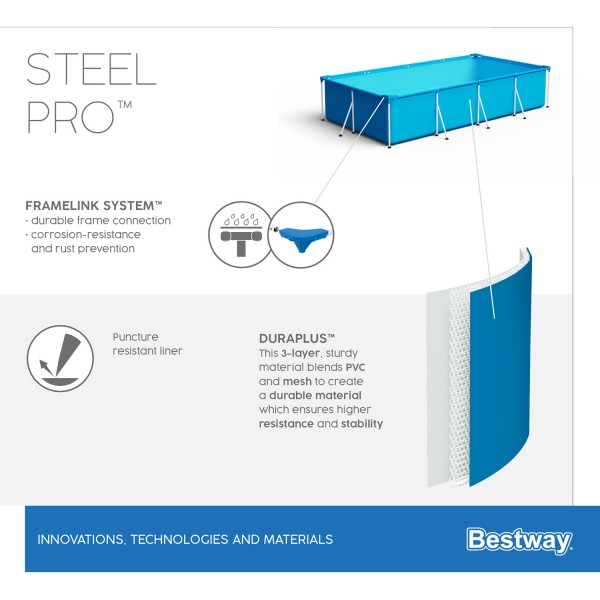 Каркасный бассейн Steel Pro 259х170х61см, 2300л, Bestway, 56403 BW