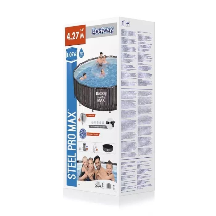 Каркасный бассейн Steel Pro Max 427х107см, 13030л, фил.-насос 3028л/ч, лестница, тент, Bestway, 5614Z BW