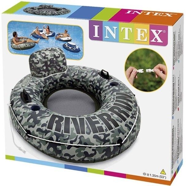 Надувной круг-кресло 135см "Camo River Run 1"с ручками, до 100кг