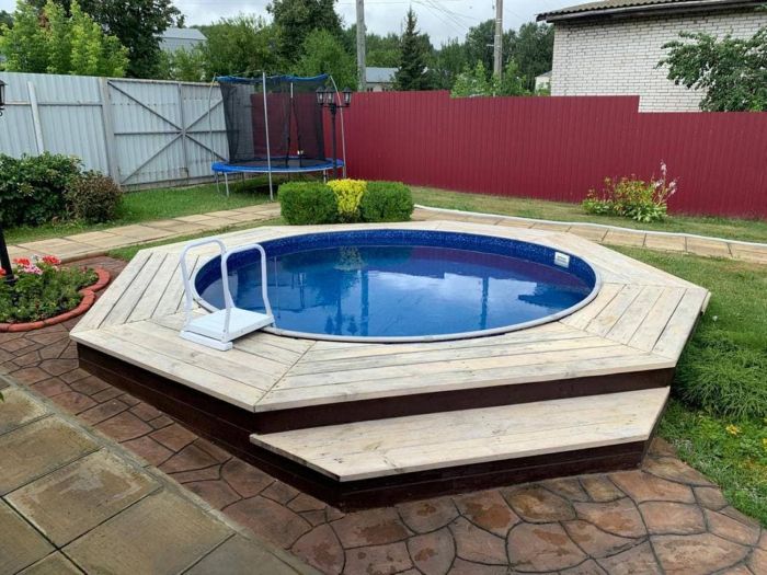 Круглый бассейн 305х125см "Темное дерево" 8400л