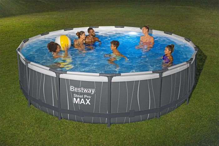 Каркасный бассейн Steel Pro Max 457x107 см, 14970 л, фил.-нас. 3028 л\ч, лестн, тент, подсветка