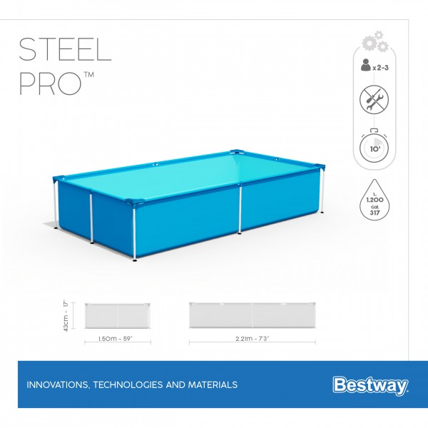 Каркасный бассейн Steel Pro 221х150х43см, 1200л, Bestway, 56401 BW