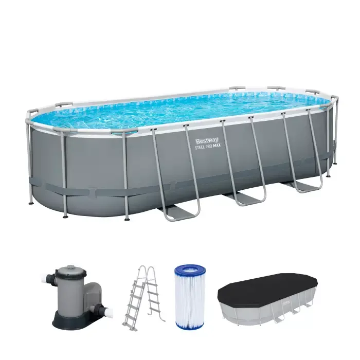 Каркасный бассейн Power Steel 549х274х122см, 13430л, фил.-насос 5678л/ч, лестница, тент, попл.-доз., Bestway, 56710 BW