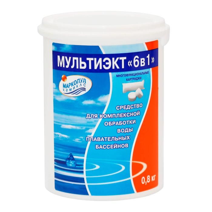 МУЛЬТИЭКТ "6 в 1", 0,8кг банка, картриджи, комплексное средство для обеззараживания и очистки воды