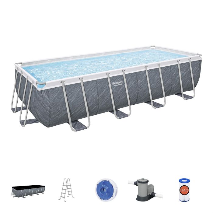 Каркасный бассейн Power Steel 549х274х122см, 14812л, фил.-насос 5678л/ч, лестница, тент, попл.-доз., Bestway, 56998 BW