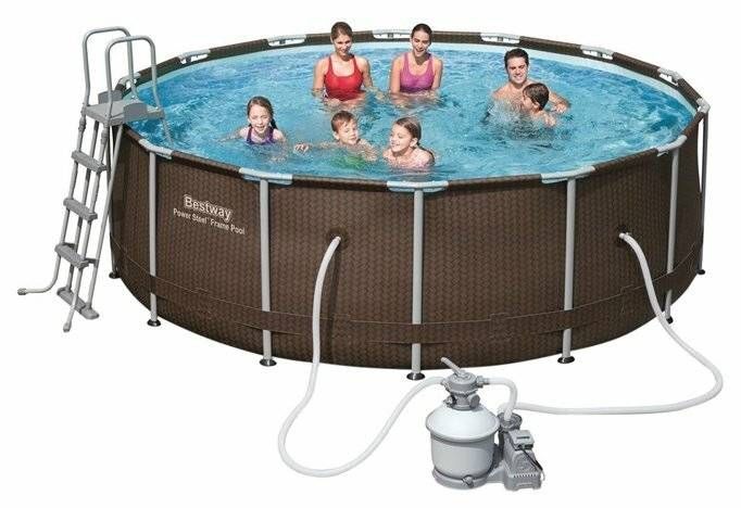 Каркасный бассейн "Ротанг", 427х122 см, 15232л, песочн.фильтр-насос 3785л/ч, тент, лест.., Bestway, 56484 BW