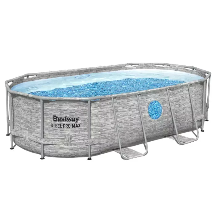 Каркасный бассейн Power Steel 427х250х100см "Ротанг" 7250л, фил.-нас. 2006л/ч, лестн, тент, Bestway, 56714 BW
