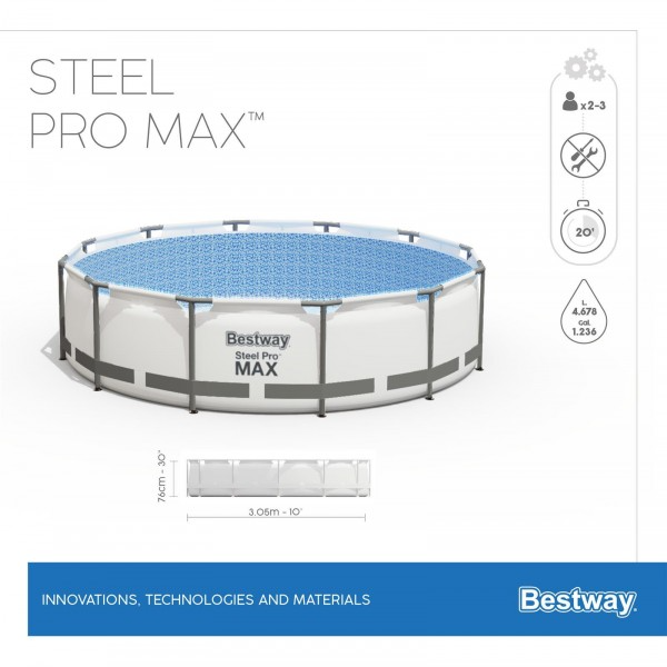 Каркасный бассейн Steel Pro Max 305х76см, 4678л, Bestway, 56406 BW
