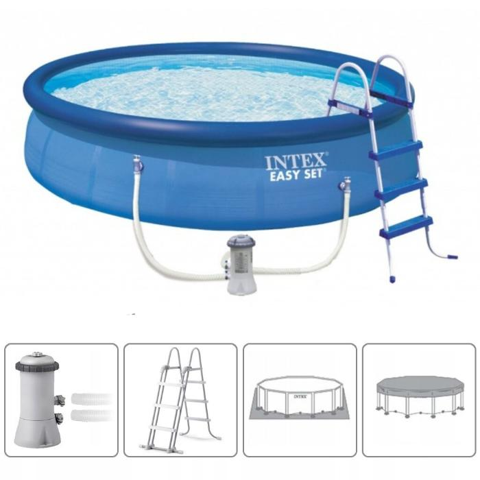 Бассейн Easy Set 457х107см, 12430л, фил.-насос 3785л\ч, лестн., тент, подст., Intex, 26166
