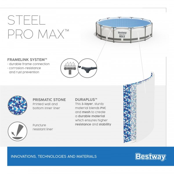 Каркасный бассейн Steel Pro Max 305х76см, 4678л, Bestway, 56406 BW