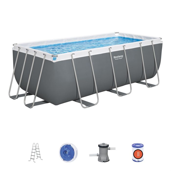 Каркасный бассейн Power Steel 412х201х122см, 8124л, фил.-насос 2006л/ч, лестница, Bestway, 56456 BW