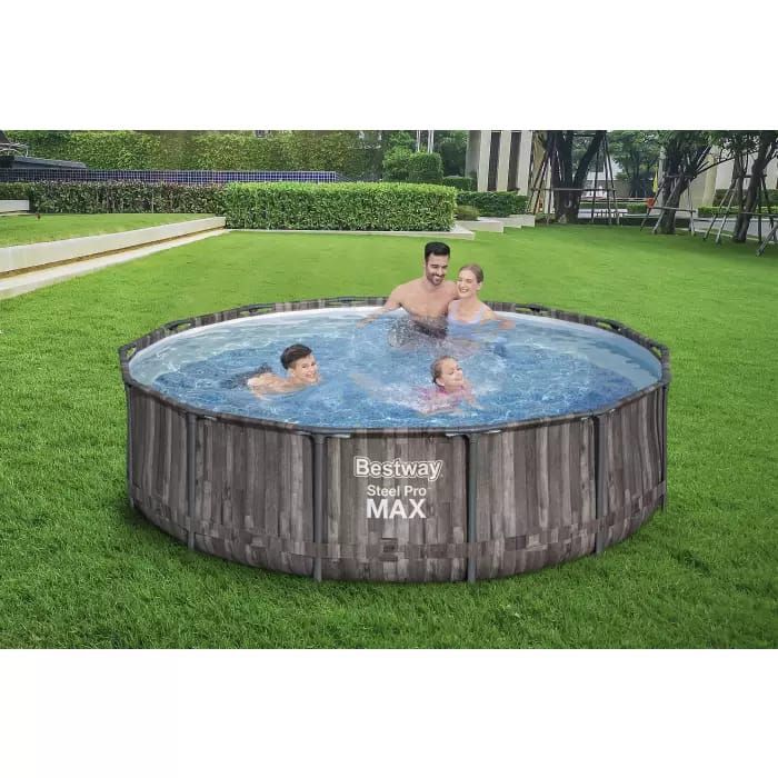 Каркасный бассейн Steel Pro Max 427х107см, 13030л, фил.-насос 3028л/ч, лестница, тент, Bestway, 5614Z BW