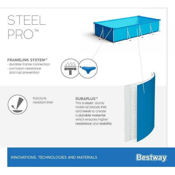 Каркасный бассейн Steel Pro 400х211х81см, 5700л, Bestway, 56405 BW